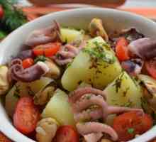 Теплий картопляний салат з восьминогом
