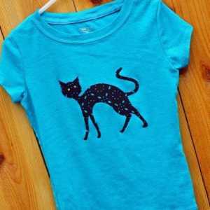 Як зробити красиву чорну кішку на кольоровий футболці