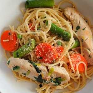 Спагеті з куркою і овочами